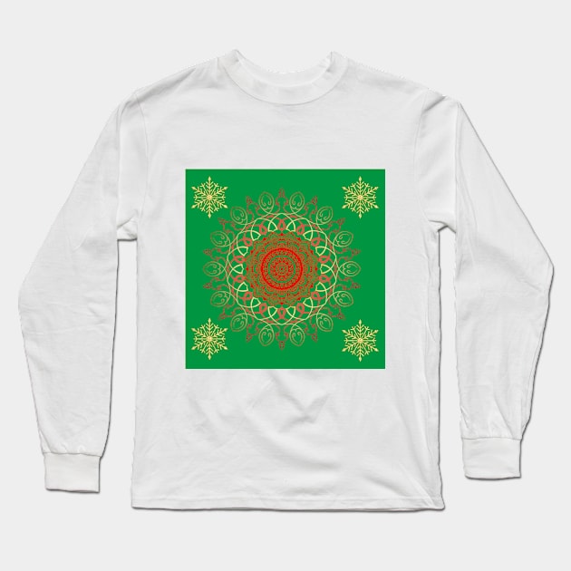 Christmas Mandala Long Sleeve T-Shirt by Jesscreative